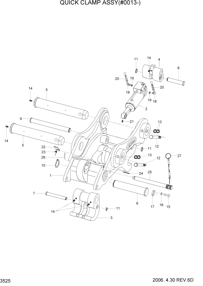 Схема запчастей Hyundai R80-7 - PAGE 3525 QUICK CLAMP ASSY(#0013-) ГИДРАВЛИЧЕСКАЯ СИСТЕМА