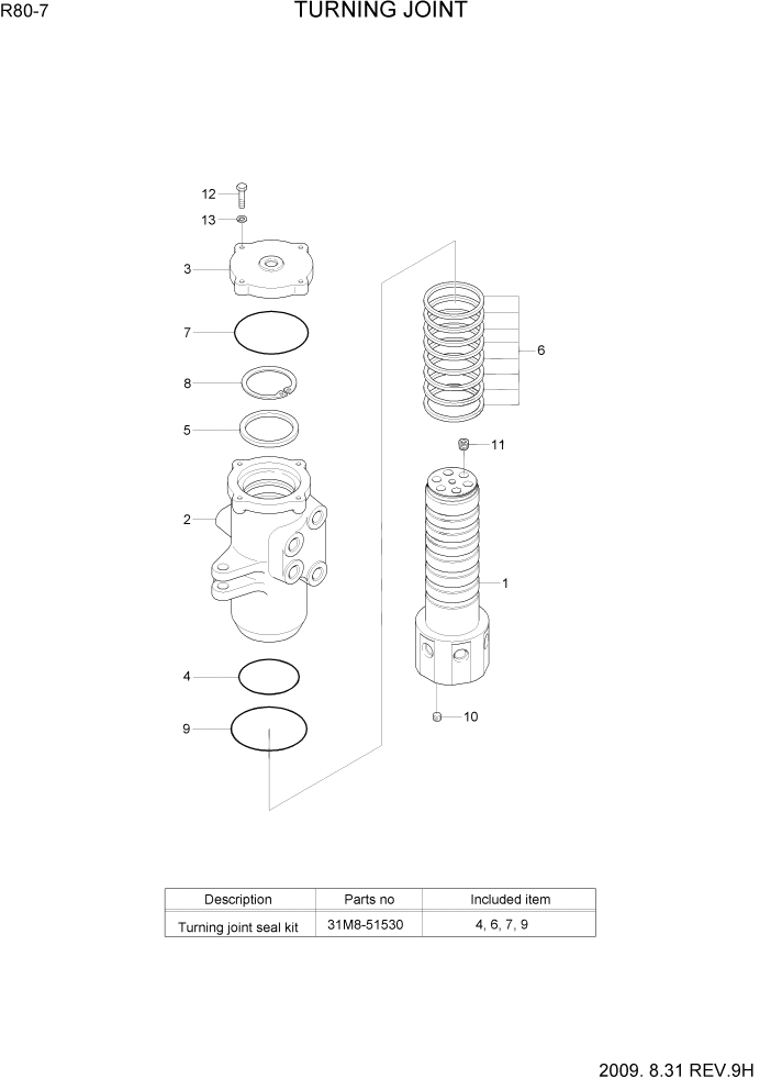 Схема запчастей Hyundai R80-7 - PAGE 4420 TURNING JOINT ГИДРАВЛИЧЕСКИЕ КОМПОНЕНТЫ