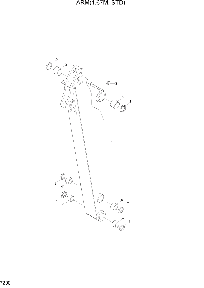 Схема запчастей Hyundai R80-7 - PAGE 7200 ARM(1.67M, STD) РАБОЧЕЕ ОБОРУДОВАНИЕ