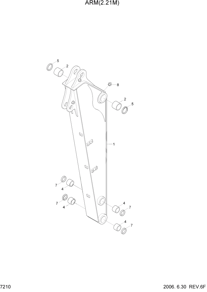 Схема запчастей Hyundai R80-7 - PAGE 7210 ARM(2.21M) РАБОЧЕЕ ОБОРУДОВАНИЕ