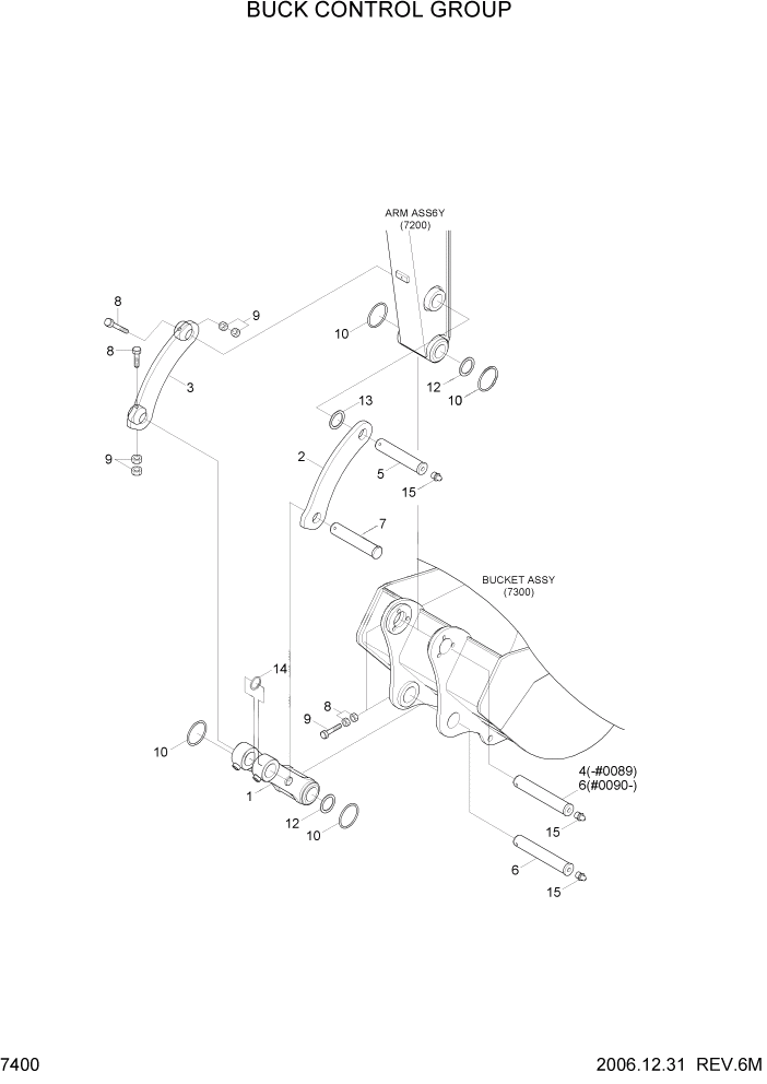 Схема запчастей Hyundai R80-7 - PAGE 7400 BUCKET CONTROL GROUP РАБОЧЕЕ ОБОРУДОВАНИЕ