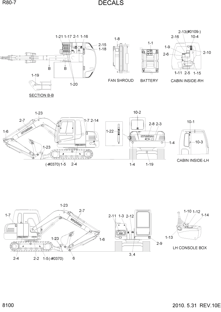 Схема запчастей Hyundai R80-7 - PAGE 8100 DECALS ДРУГИЕ ЧАСТИ
