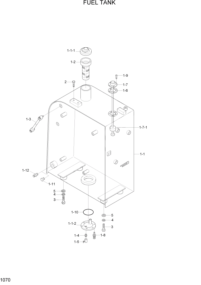 Схема запчастей Hyundai R80-7A - PAGE 1070 FUEL TANK СИСТЕМА ДВИГАТЕЛЯ
