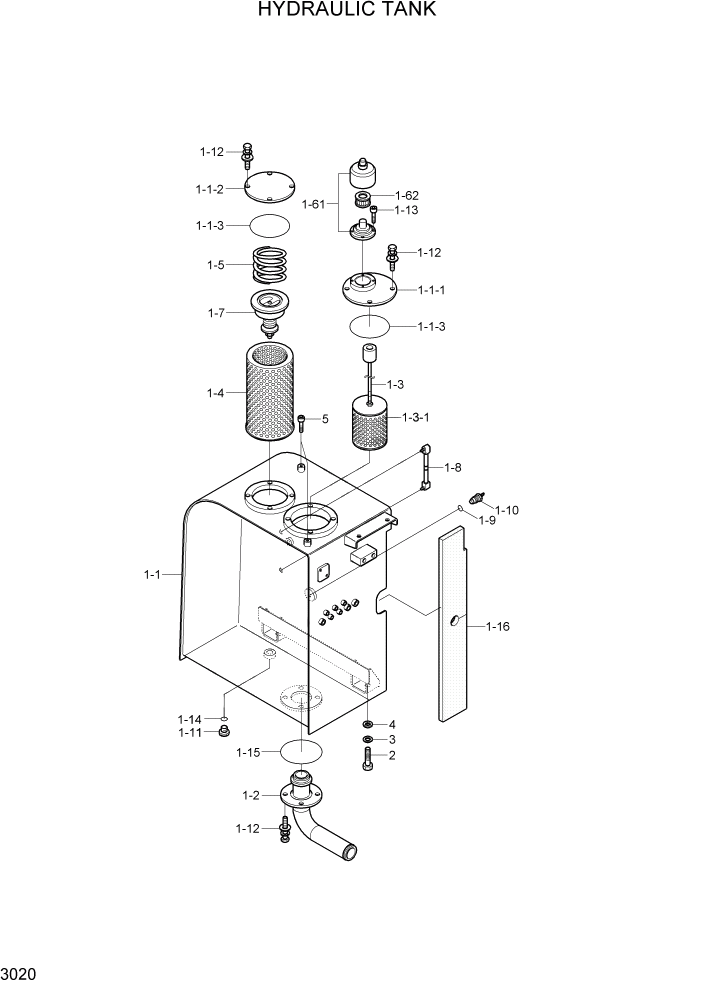 Схема запчастей Hyundai R80-7A - PAGE 3020 HYDRAULIC TANK ГИДРАВЛИЧЕСКАЯ СИСТЕМА