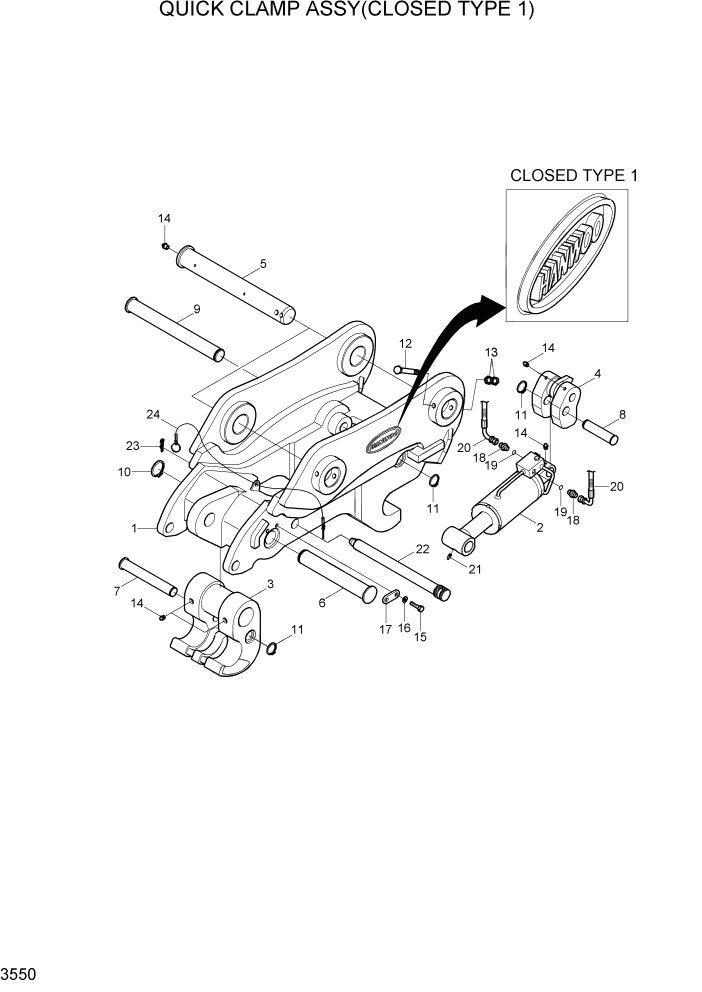 Схема запчастей Hyundai R80-7A - PAGE 3550 QUICK CLAMP ASSY(CLOSED TYPE 1) ГИДРАВЛИЧЕСКАЯ СИСТЕМА