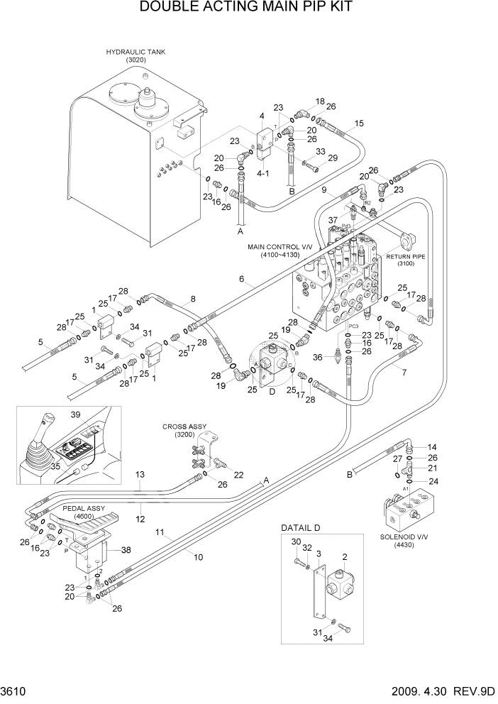 Схема запчастей Hyundai R80-7A - PAGE 3610 DOUBLE ACTING MAIN PIPING KIT ГИДРАВЛИЧЕСКАЯ СИСТЕМА