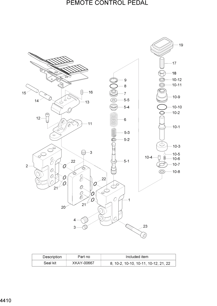 Схема запчастей Hyundai R80-7A - PAGE 4410 REMOTE CONTROL PEDAL ГИДРАВЛИЧЕСКИЕ КОМПОНЕНТЫ