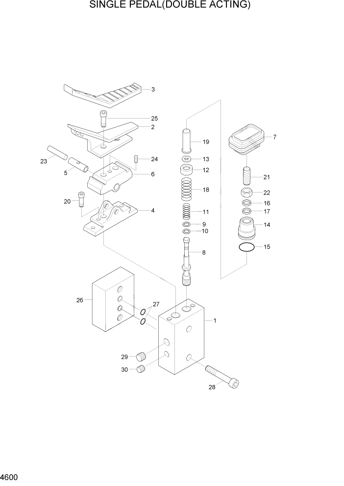Схема запчастей Hyundai R80-7A - PAGE 4600 SINGLE PEDAL(DOUBLE ACTING) ГИДРАВЛИЧЕСКИЕ КОМПОНЕНТЫ