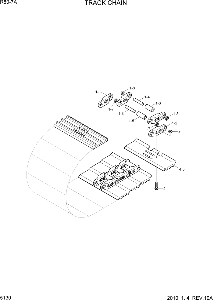 Схема запчастей Hyundai R80-7A - PAGE 5130 TRACK CHAIN ХОДОВАЯ ЧАСТЬ