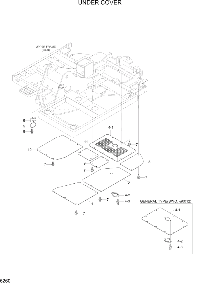 Схема запчастей Hyundai R80-7A - PAGE 6260 UNDER COVER СТРУКТУРА