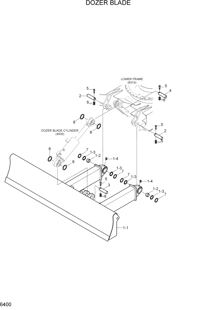 Схема запчастей Hyundai R80-7A - PAGE 6400 DOZER BLADE СТРУКТУРА