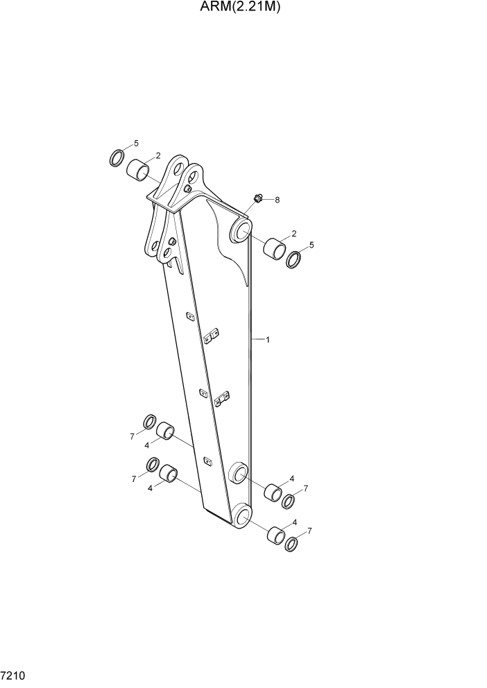 Схема запчастей Hyundai R80-7A - PAGE 7210 ARM(2.21M) РАБОЧЕЕ ОБОРУДОВАНИЕ