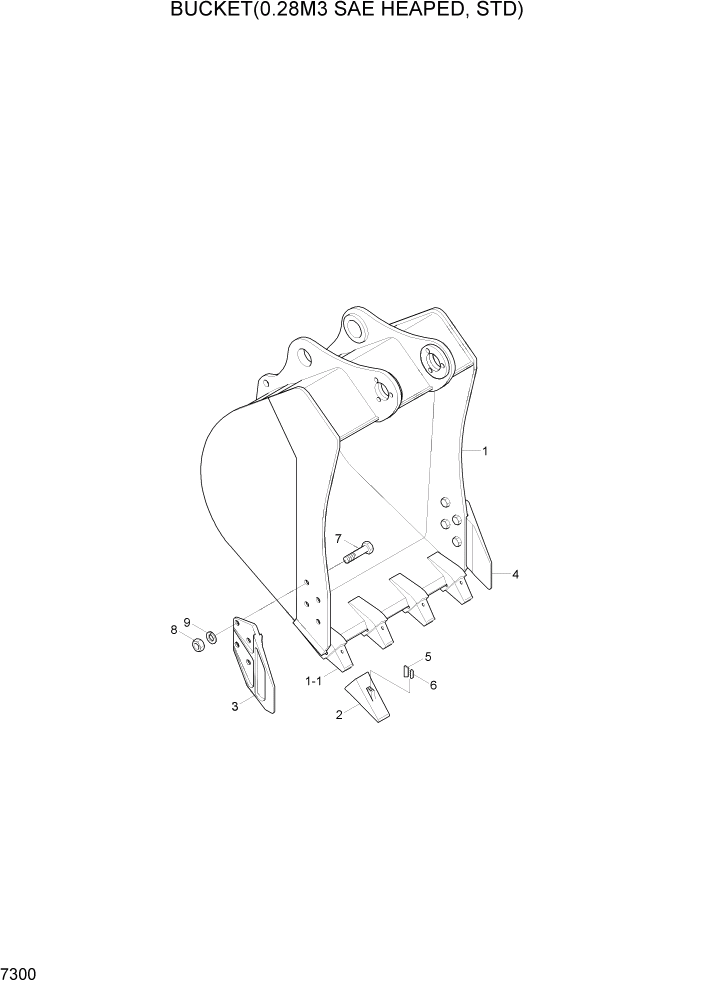 Схема запчастей Hyundai R80-7A - PAGE 7300 BUCKET(0.28M3 SAE HEAPED, STD) РАБОЧЕЕ ОБОРУДОВАНИЕ
