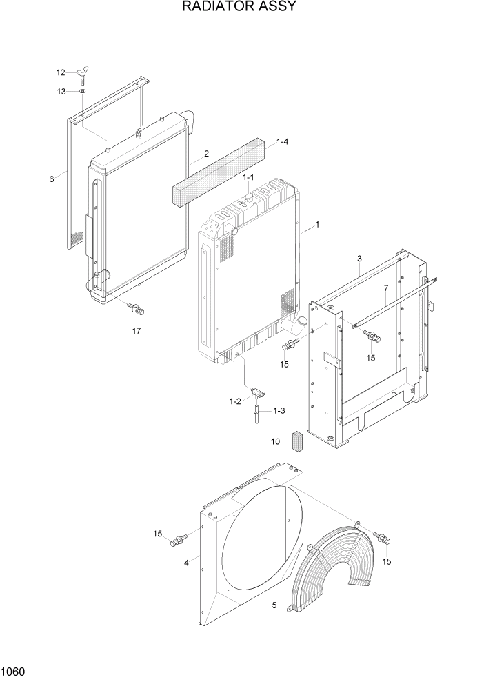 Схема запчастей Hyundai R110-7 - PAGE 1060 RADIATOR ASSY СИСТЕМА ДВИГАТЕЛЯ