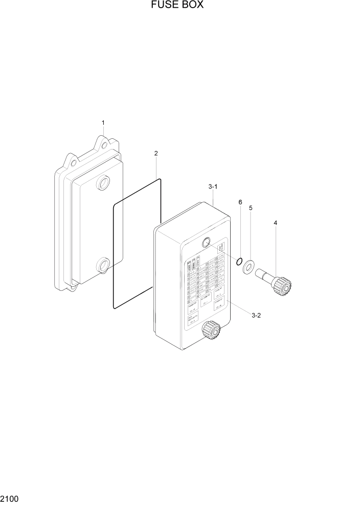 Схема запчастей Hyundai R110-7 - PAGE 2100 FUSE BOX ЭЛЕКТРИЧЕСКАЯ СИСТЕМА