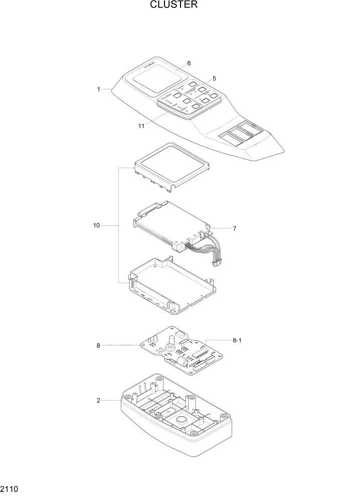 Схема запчастей Hyundai R110-7 - PAGE 2110 CLUSTER ЭЛЕКТРИЧЕСКАЯ СИСТЕМА