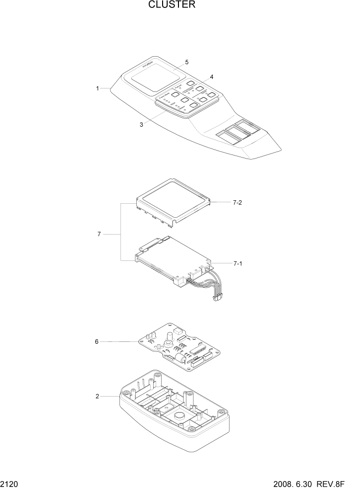 Схема запчастей Hyundai R110-7 - PAGE 2120 CLUSTER(UPGRADE) ЭЛЕКТРИЧЕСКАЯ СИСТЕМА