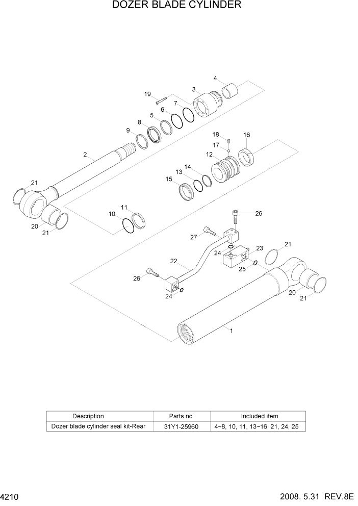 Схема запчастей Hyundai R110-7 - PAGE 4210 DOZER BLADE CYLINDER ГИДРАВЛИЧЕСКИЕ КОМПОНЕНТЫ