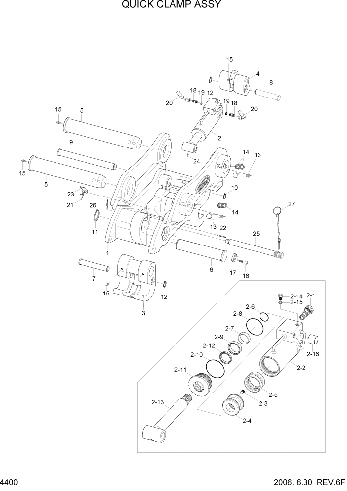 Схема запчастей Hyundai R110-7 - PAGE 4400 QUICK CLAMP ASSY ГИДРАВЛИЧЕСКИЕ КОМПОНЕНТЫ