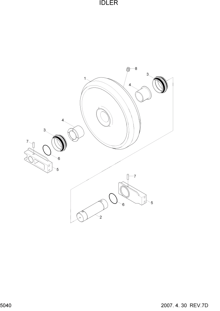 Схема запчастей Hyundai R110-7 - PAGE 5040 IDLER ХОДОВАЯ ЧАСТЬ