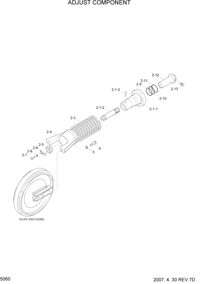 Схема запчастей Hyundai R110-7 - PAGE 5060 ADJUST COMPONENT ХОДОВАЯ ЧАСТЬ