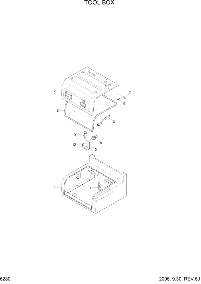 Схема запчастей Hyundai R110-7 - PAGE 6280 TOOL BOX СТРУКТУРА