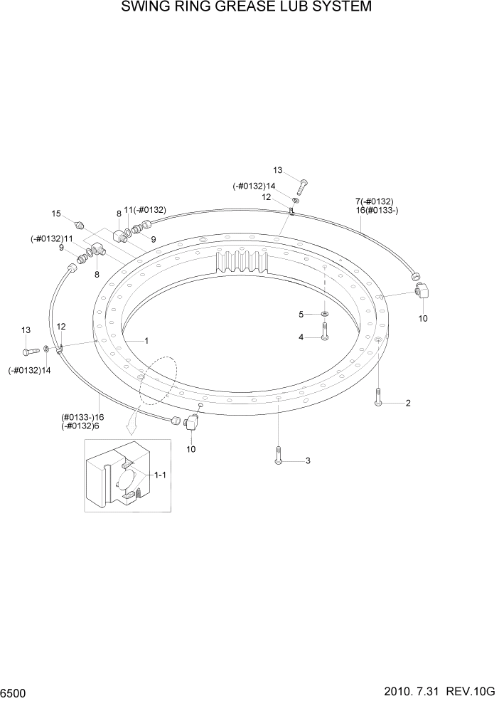 Схема запчастей Hyundai R110-7 - PAGE 6500 SWING RING GREASE LUB SYSTEM СТРУКТУРА