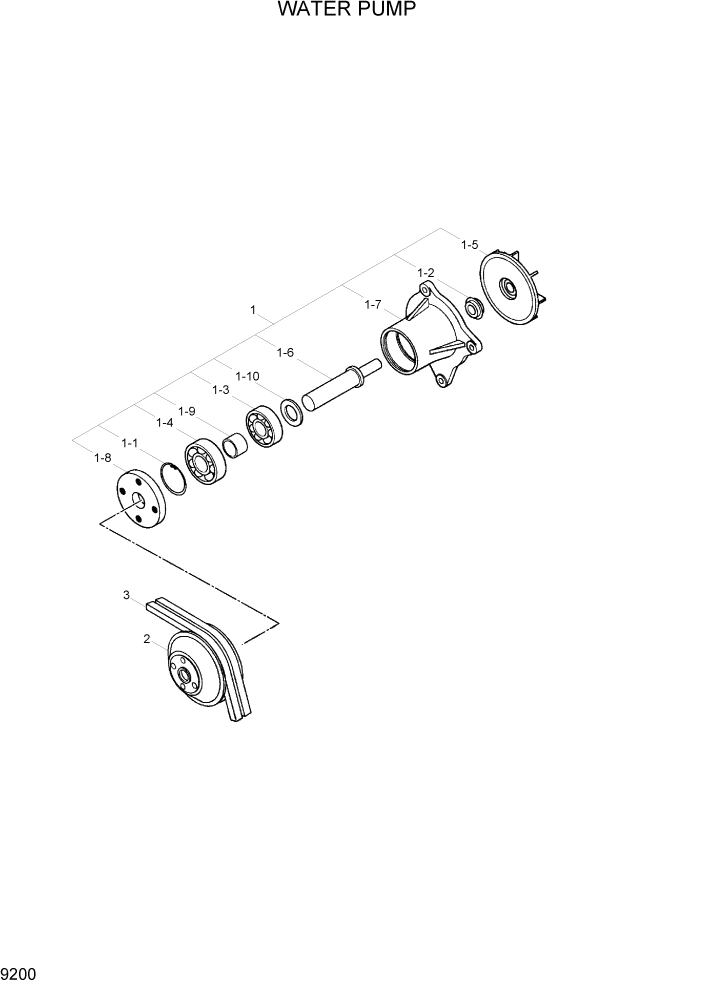 Схема запчастей Hyundai R110-7 - PAGE 9200 WATER PUMP ДВИГАТЕЛЬ БАЗА