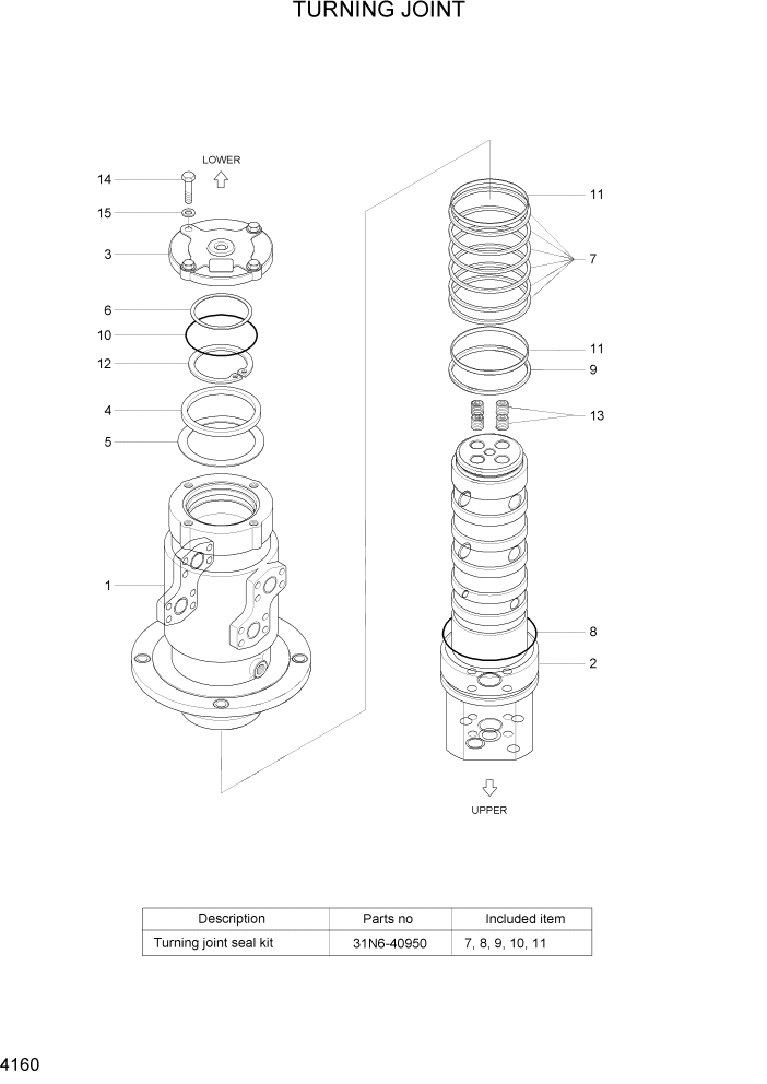 Схема запчастей Hyundai R110-7A - PAGE 4160 TURNING JOINT ГИДРАВЛИЧЕСКИЕ КОМПОНЕНТЫ