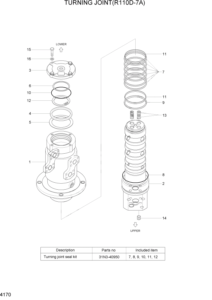 Схема запчастей Hyundai R110-7A - PAGE 4170 TURNING JOINT(R110D-7A) ГИДРАВЛИЧЕСКИЕ КОМПОНЕНТЫ