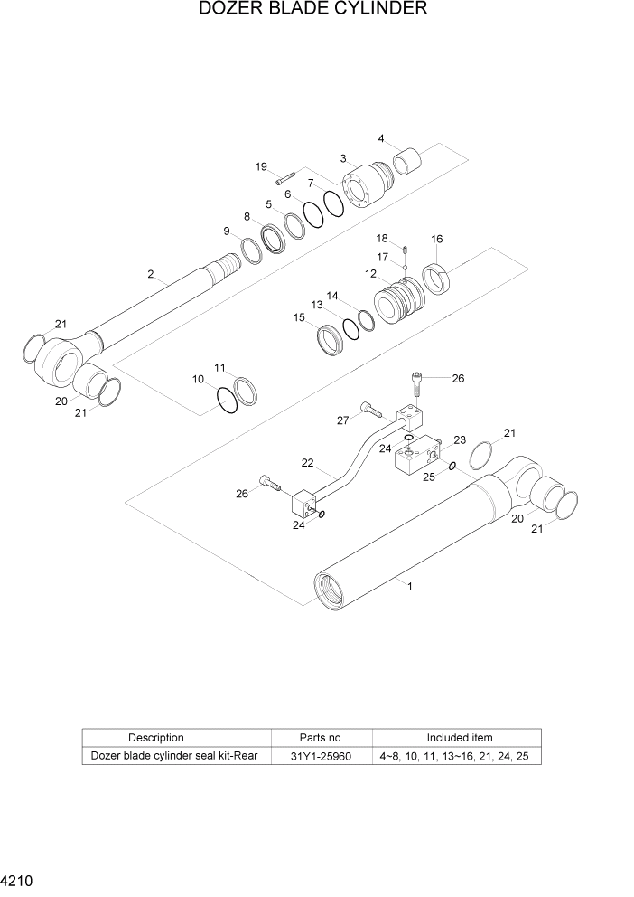 Схема запчастей Hyundai R110-7A - PAGE 4210 DOZER BLADE CYLINDER ГИДРАВЛИЧЕСКИЕ КОМПОНЕНТЫ