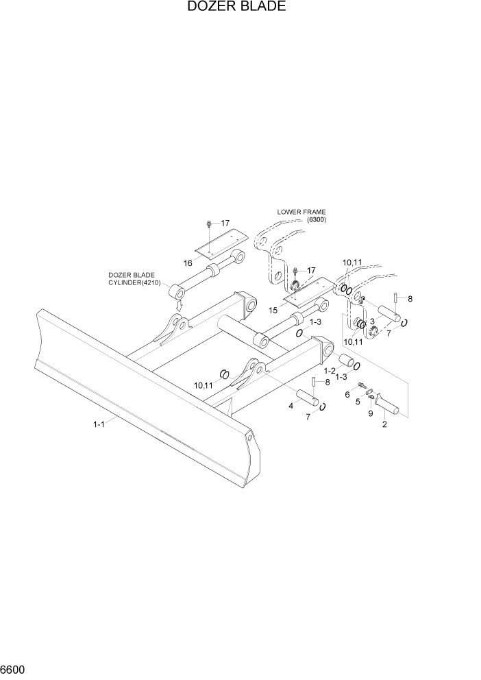 Схема запчастей Hyundai R110-7A - PAGE 6600 DOZER BLADE СТРУКТУРА