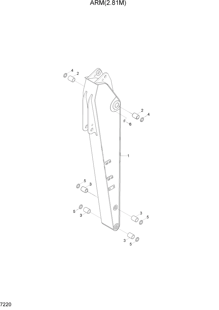 Схема запчастей Hyundai R110-7A - PAGE 7220 ARM(2.81M) РАБОЧЕЕ ОБОРУДОВАНИЕ