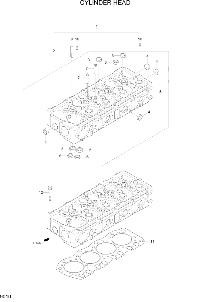 Схема запчастей Hyundai R110-7A - PAGE 9010 CYLINDER HEAD ДВИГАТЕЛЬ БАЗА