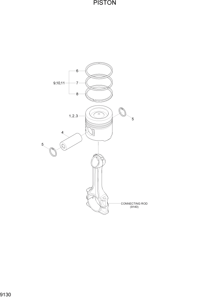 Схема запчастей Hyundai R110-7A - PAGE 9130 PISTON ДВИГАТЕЛЬ БАЗА