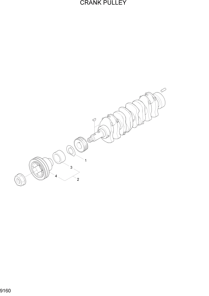 Схема запчастей Hyundai R110-7A - PAGE 9160 CRANK PULLEY ДВИГАТЕЛЬ БАЗА