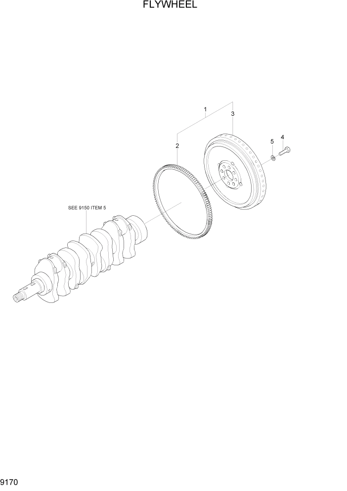 Схема запчастей Hyundai R110-7A - PAGE 9170 FLYWHEEL ДВИГАТЕЛЬ БАЗА