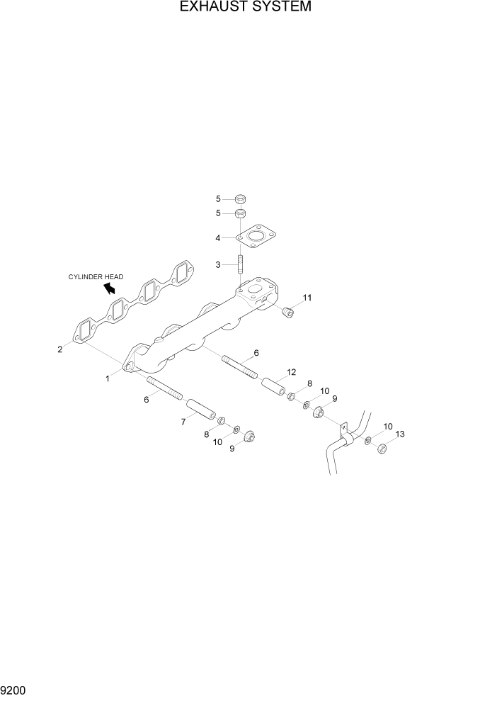 Схема запчастей Hyundai R110-7A - PAGE 9200 EXHAUST SYSTEM ДВИГАТЕЛЬ БАЗА