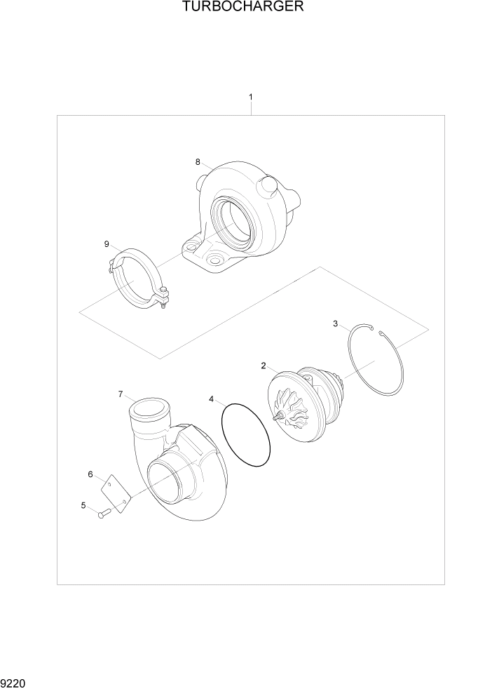Схема запчастей Hyundai R110-7A - PAGE 9220 TURBOCHARGER ДВИГАТЕЛЬ БАЗА