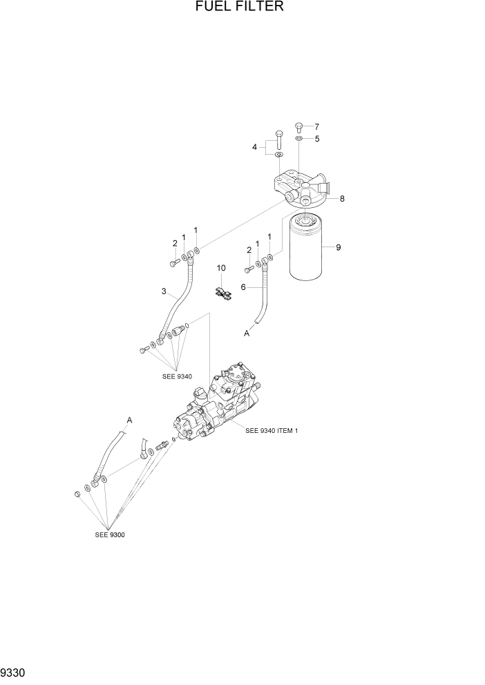 Схема запчастей Hyundai R110-7A - PAGE 9330 FUEL FILTER ДВИГАТЕЛЬ БАЗА
