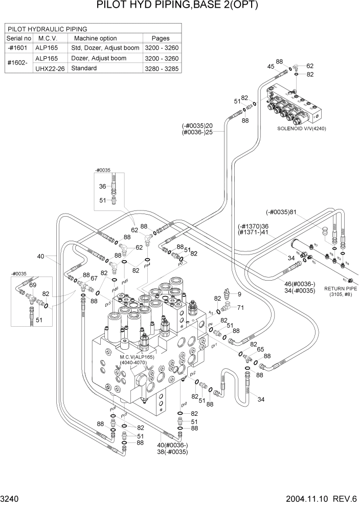 Схема запчастей Hyundai R140LC-7 - PAGE 3240 PILOT HYD PIPING(BASE 2, OPT) ГИДРАВЛИЧЕСКАЯ СИСТЕМА