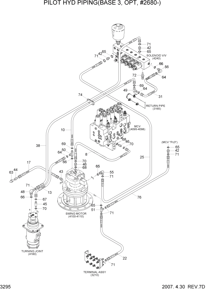 Схема запчастей Hyundai R140LC-7 - PAGE 3295 PILOT HYD PIPING(BASE 6,2-BLOCK, #2680-) ГИДРАВЛИЧЕСКАЯ СИСТЕМА