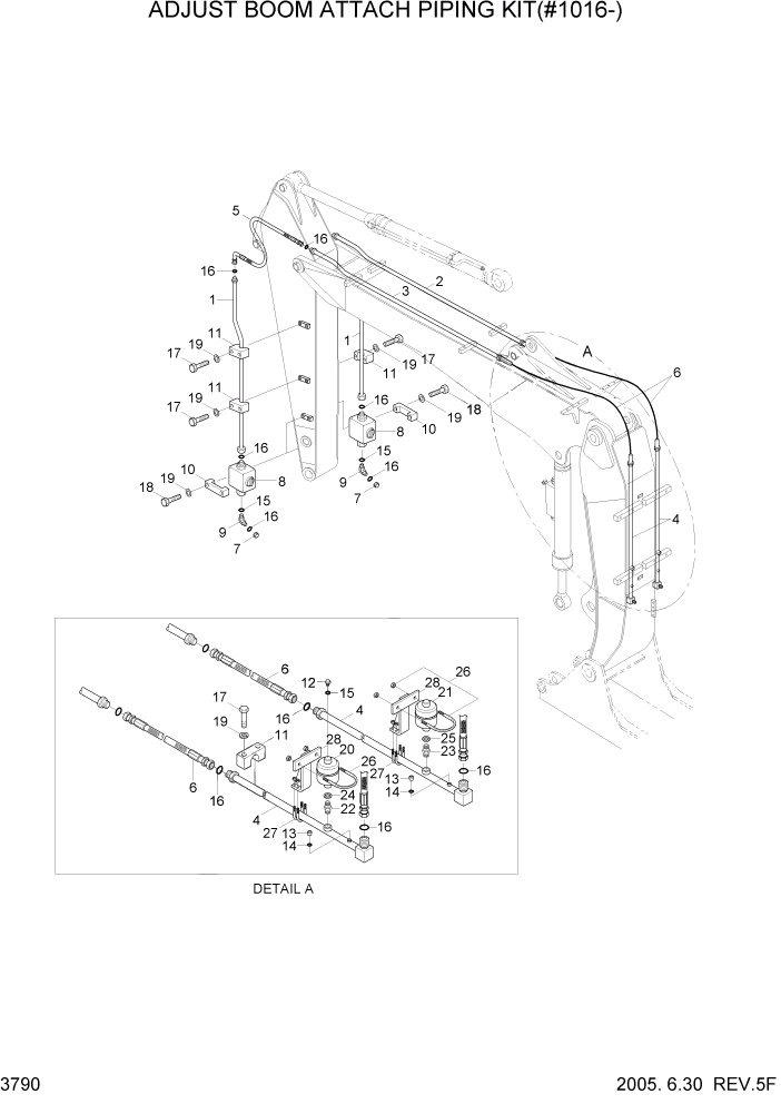 Схема запчастей Hyundai R140LC-7 - PAGE 3790 ADJUST BOOM ATTACH PIPING KIT(#1016-) ГИДРАВЛИЧЕСКАЯ СИСТЕМА