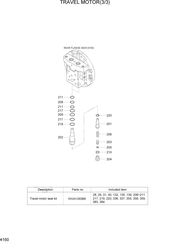 Схема запчастей Hyundai R140LC-7 - PAGE 4160 TRAVEL MOTOR(3/3) ГИДРАВЛИЧЕСКИЕ КОМПОНЕНТЫ