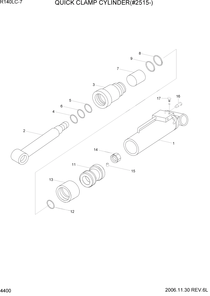 Схема запчастей Hyundai R140LC-7 - PAGE 4400 QUICK CLAMP CYLINDER(#2515-) ГИДРАВЛИЧЕСКИЕ КОМПОНЕНТЫ