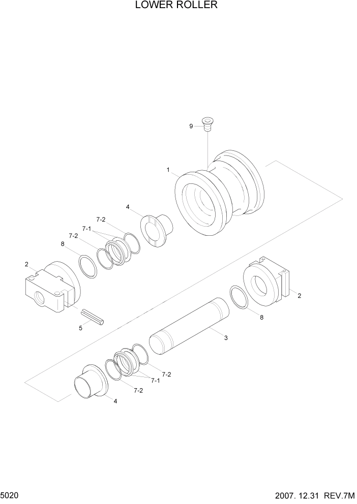 Схема запчастей Hyundai R140LC-7 - PAGE 5020 LOWER ROLLER ХОДОВАЯ ЧАСТЬ