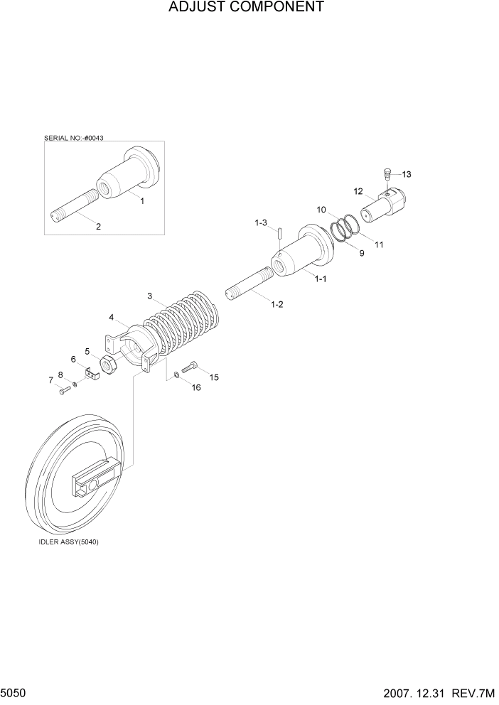 Схема запчастей Hyundai R140LC-7 - PAGE 5050 ADJUST COMPONENT ХОДОВАЯ ЧАСТЬ