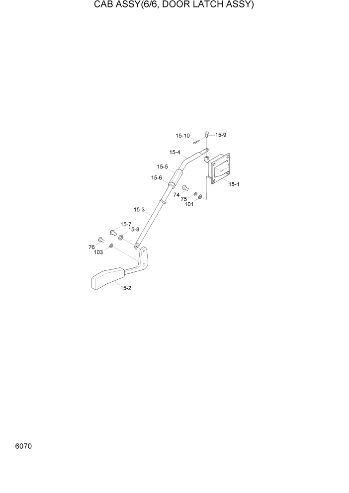 Схема запчастей Hyundai R140LC-7 - PAGE 6070 CAB ASSY(6/6, DOOR LATCH ASSY) СТРУКТУРА