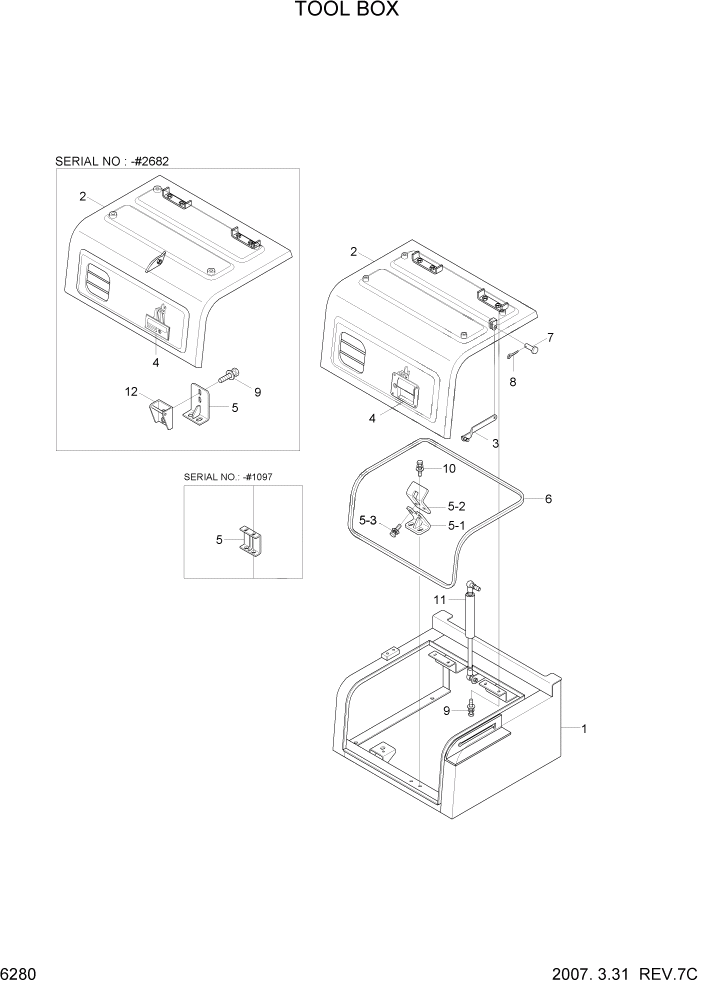 Схема запчастей Hyundai R140LC-7 - PAGE 6280 TOOL BOX СТРУКТУРА