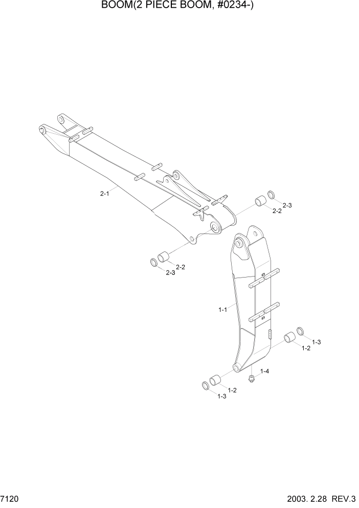 Схема запчастей Hyundai R140LC-7 - PAGE 7120 BOOM(ADJUST BOOM, #0234-) РАБОЧЕЕ ОБОРУДОВАНИЕ